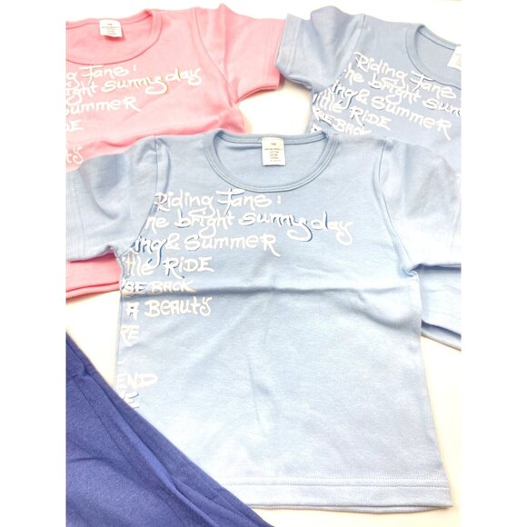 New Girls Size 4T Clothes Lot 3 Summer T-Shirts Blue Pink & 1 Pair of Pants - Picture 3 of 12